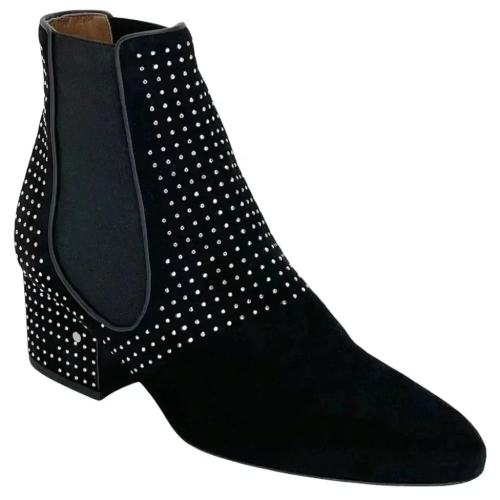 Laurence Dacade Rocco Black Suede Studded Womens Booties Size 7.5M EU 38.5